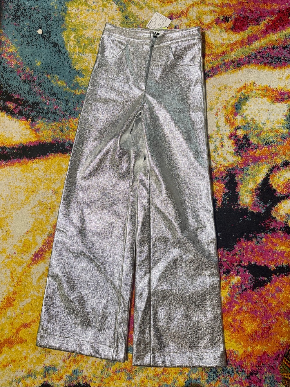 LAAGAM Studio 54 Metallic Wide-Leg Pants NWT